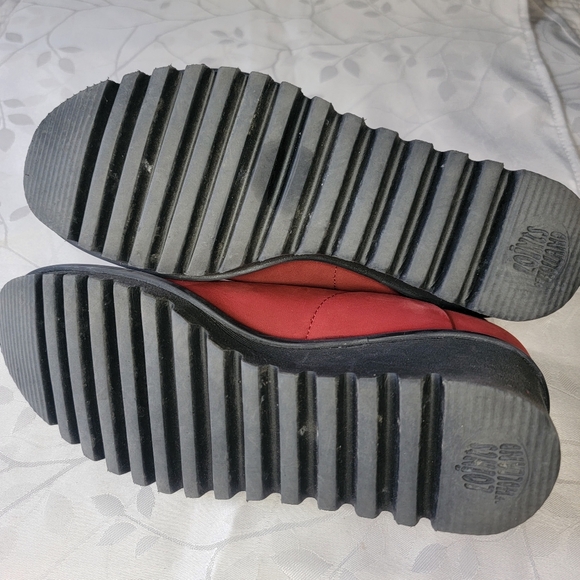 Loints Of Holland Dark Red Leather Ankle Strap Comfort Wedge Shoes Size 7.5 - Picture 10 of 16